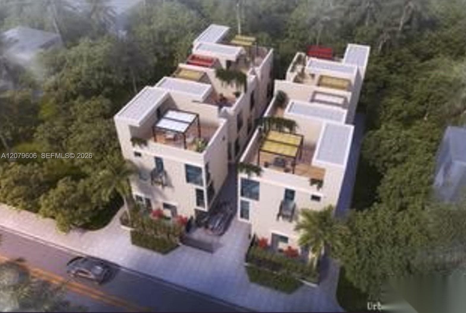 Townhomes Development Opportunity with roof tops and garages.